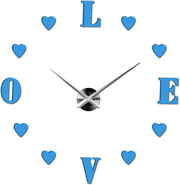Veľké nalepovacie hodiny na stenu - LOVE: Čierna Ral 9005 Farba čierna RAL 9005 80 cm 3344-18713 12S011-Wanduhr HEU-