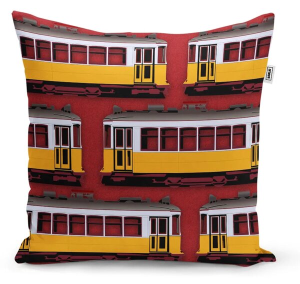 Sablio Vankúš Lisabonské historické električky Červený Pattern - 40x40 cm