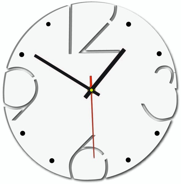 Drevené hodiny s unikátnymi vyrezávanými číslami - SENSON: Strieborné ručičky HDF - čierna 30 cm 3386-55054 HDFK005