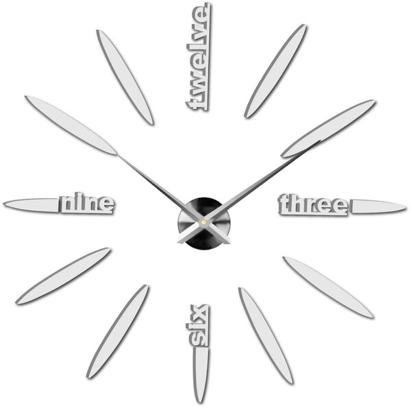 Štýlové farebné nástenné hodiny | SEVEN: Zrkadlo SILVER Farba čierna RAL 9005 80 cm 3392-104203 12S012