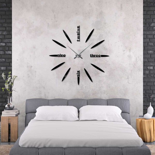 Štýlové farebné nástenné hodiny | SEVEN: Zrkadlo SILVER Farba čierna RAL 9005 80 cm 3392-104203 12S012