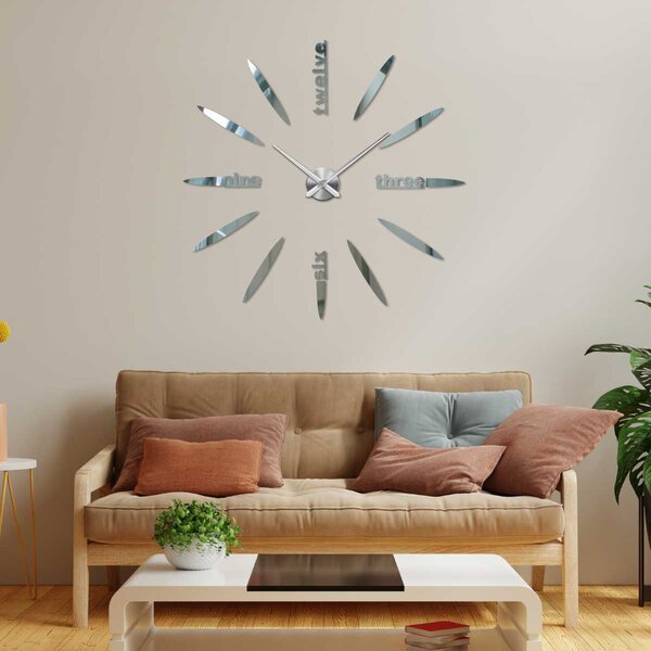 Štýlové farebné nástenné hodiny | SEVEN: Zrkadlo SILVER Farba čierna RAL 9005 80 cm 3392-104203 12S012