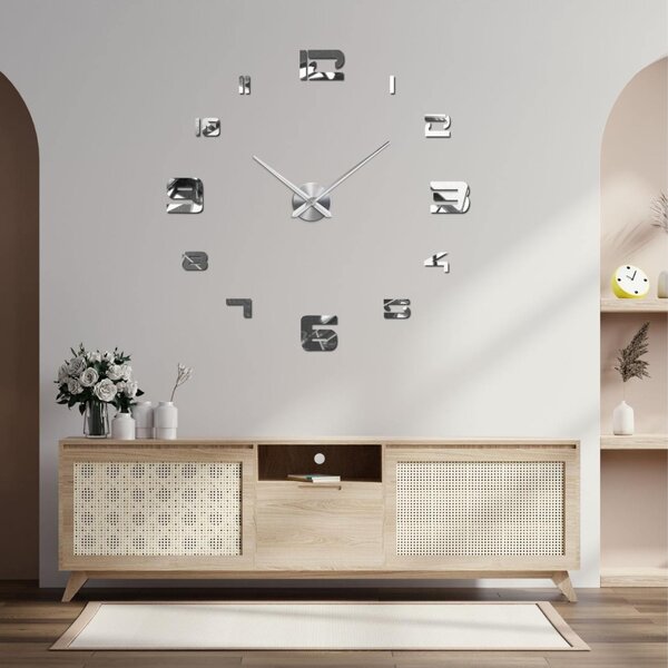 Moderné nalepovacie nástenné hodiny čísla - BIBA: Zrkadlo SILVER Farba čierna RAL 9005 80 cm 3406-109142 12S021