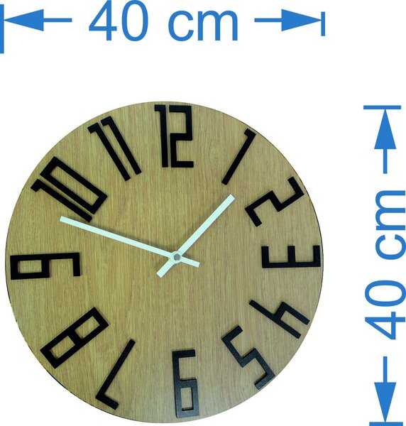 Nástenné hodiny z HDF - THOMAS: Čierne ručičky HDF - čierna 30 cm 3409-20452 HDFK007 HEU-