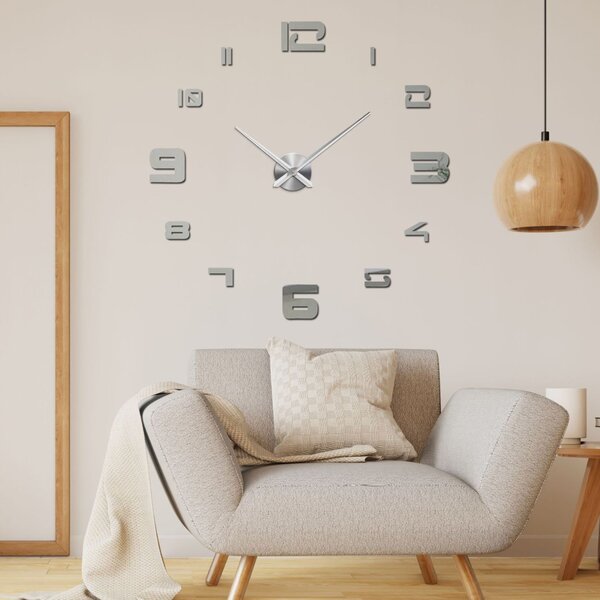 Moderné nalepovacie nástenné hodiny čísla - BIBA: Zrkadlo SILVER Farba čierna RAL 9005 80 cm 3406-109142 12S021