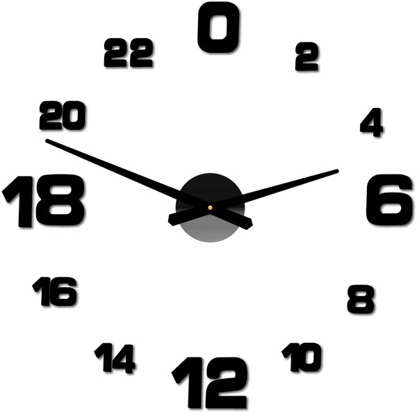 Hodiny na stenu nalepovacie - HOJFE: Čierna Ral 9005 Farba čierna RAL 9005 80 cm 3428-21504 12S022-Wall clock