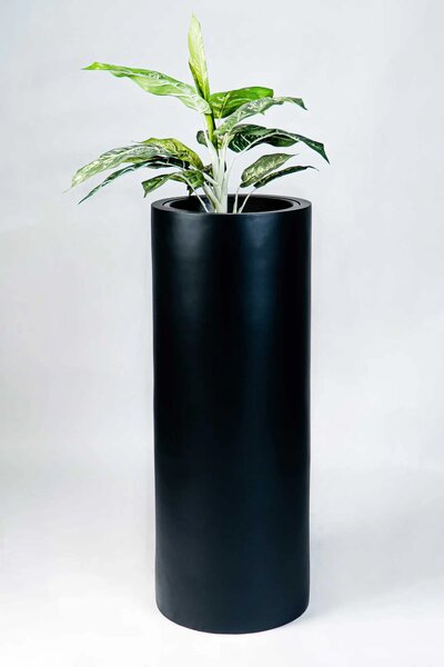 Okrúhly kvetináč ESTRA, výška 90 cm, čierny mat