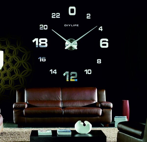 Hodiny na stenu nalepovacie - HOJFE: Čierna Ral 9005 Farba čierna RAL 9005 80 cm 3428-21504 12S022-Wall clock
