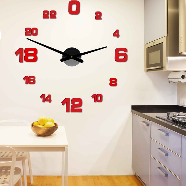 Hodiny na stenu nalepovacie - HOJFE: Čierna Ral 9005 Farba čierna RAL 9005 80 cm 3428-21504 12S022-Wall clock