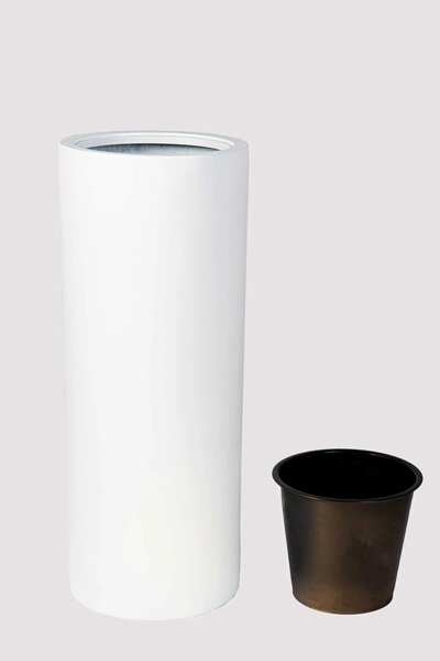 Okrúhly kvetináč ESTRA, výška 90 cm, biely mat