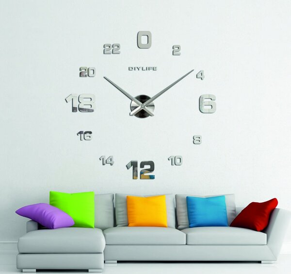 Hodiny na stenu nalepovacie - HOJFE: Čierna Ral 9005 Farba čierna RAL 9005 80 cm 3428-21504 12S022-Wall clock