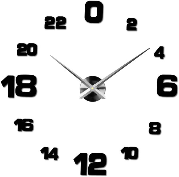 Hodiny na stenu nalepovacie - HOJFE: Čierna Ral 9005 Farba čierna RAL 9005 80 cm 3428-21504 12S022-Wall clock