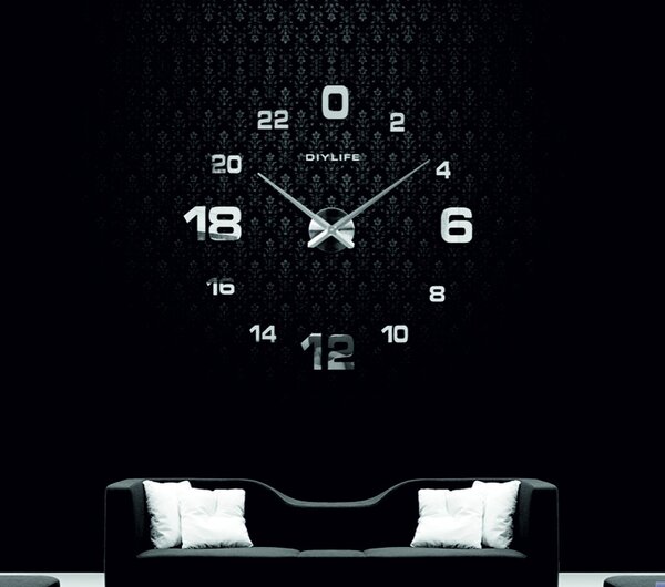 Hodiny na stenu nalepovacie - HOJFE: Čierna Ral 9005 Farba čierna RAL 9005 80 cm 3428-21504 12S022-Wall clock