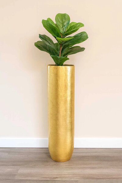 Exkluzívny kvetináč SOLERIO, sklolaminát, výška 120 cm, zlatý lesk