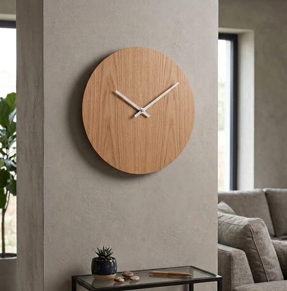 Nástenné hodiny kruh HDF Oliva: Čierne ručičky HDF - čierna 30 cm 3436-21954 PR0066- wall clock HEU-