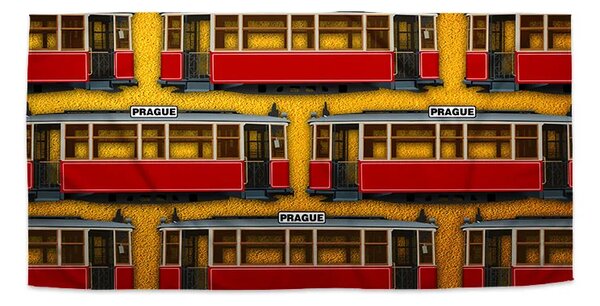 Sablio Uterák Pražské historické električky Žltý Pattern - 30x50 cm
