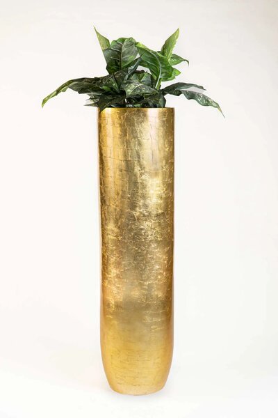 Exkluzívny kvetináč SOLERIO, sklolaminát, výška 120 cm, zlatý lesk