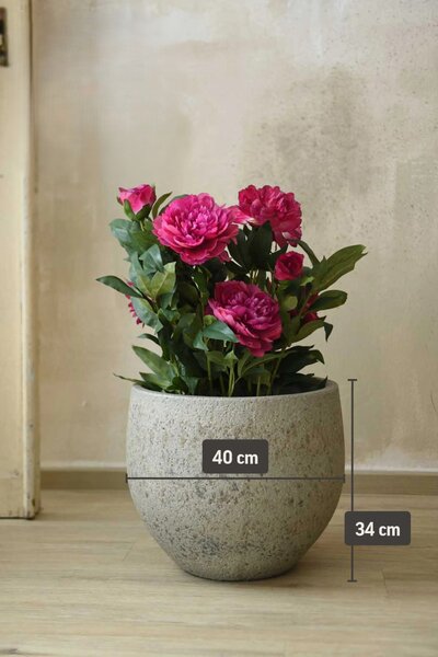 Okrúhly kvetináč RAFIOT, vláknocement, 40x34 cm, sivý