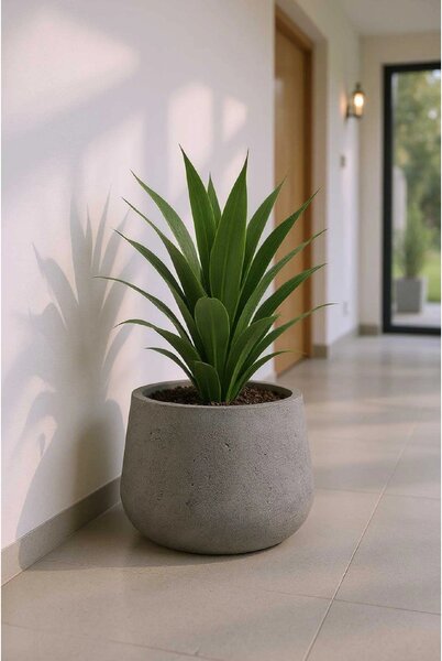 Kvetináč GIRAR, sklolaminát, výška 27 cm, tmavo sivá
