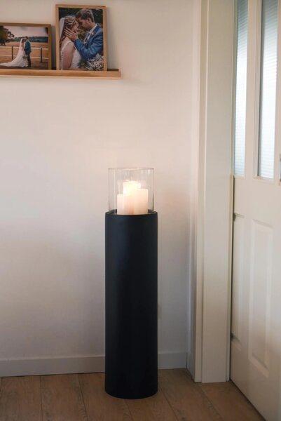 Okrúhly svietnik CANDIRO, sklolaminát, výška 100 cm, čierný