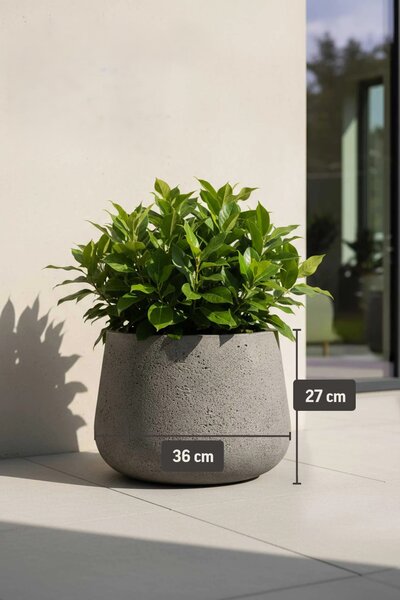 Kvetináč GIRAR, sklolaminát, výška 27 cm, tmavo sivá