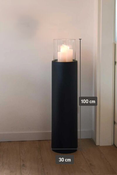 Okrúhly svietnik CANDIRO, sklolaminát, výška 100 cm, čierný