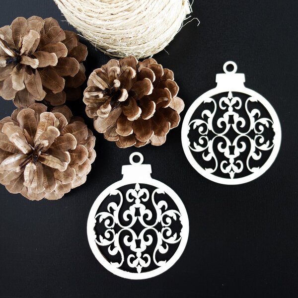 Drevená ozdoba-Vianočná guľa, rozmer: 79x90 mm: Prírodná preglejka - Topoľ natural 3465-22506 PR0094-Christmas decorations