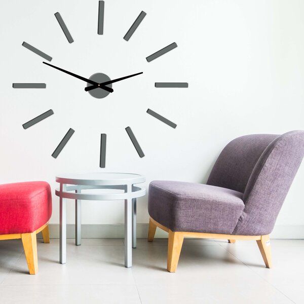 Moderné nástenné hodiny paličky - 2D MORNEO: Čierna Ral 9005 Čierne ručičky 80 cm 3484-23297 X0038 BEZ PENA BEZ PLECHU HEU+