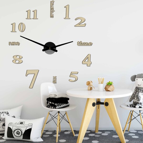 Moderné nástenné 3D hodiny | SEDMEN: Čierna Ral 9005 Čierne ručičky 80 cm 3483-23229 12P015 BEZ PENA BEZ PLECHU HEU+