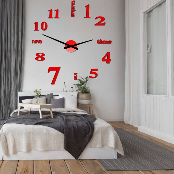 Moderné nástenné 3D hodiny | SEDMEN: Čierna Ral 9005 Čierne ručičky 80 cm 3483-23229 12P015 BEZ PENA BEZ PLECHU HEU+