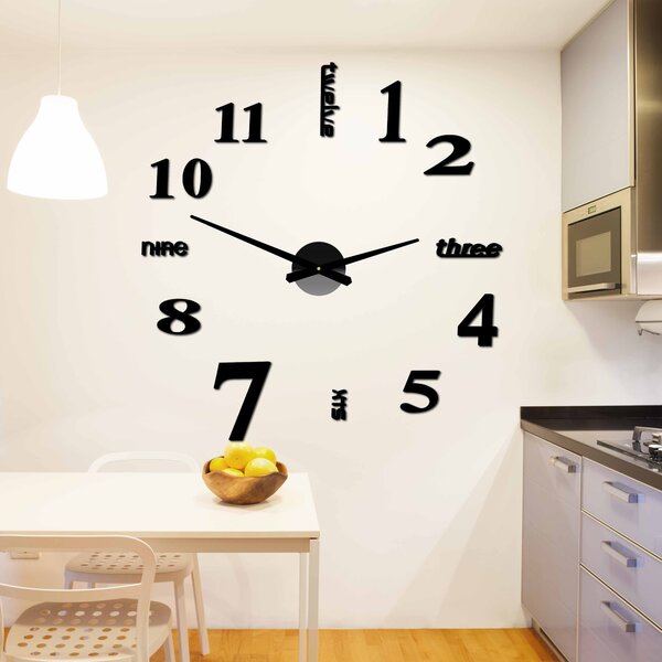 Moderné nástenné 3D hodiny | SEDMEN: Čierna Ral 9005 Čierne ručičky 80 cm 3483-23229 12P015 BEZ PENA BEZ PLECHU HEU+