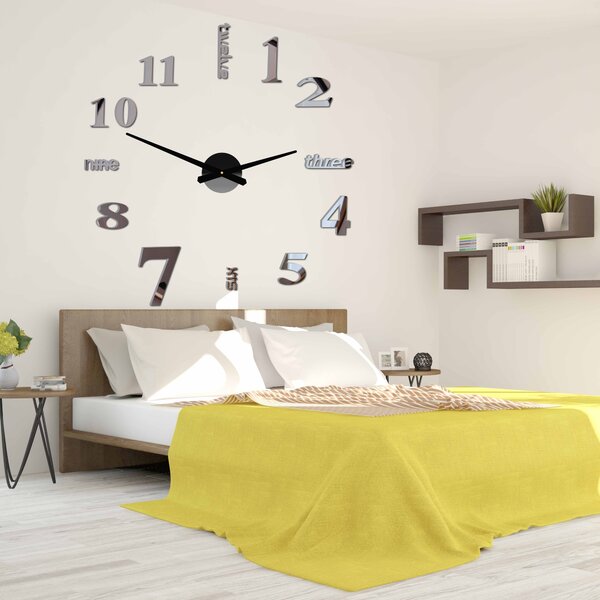 Moderné nástenné 3D hodiny | SEDMEN: Čierna Ral 9005 Čierne ručičky 80 cm 3483-23229 12P015 BEZ PENA BEZ PLECHU HEU+