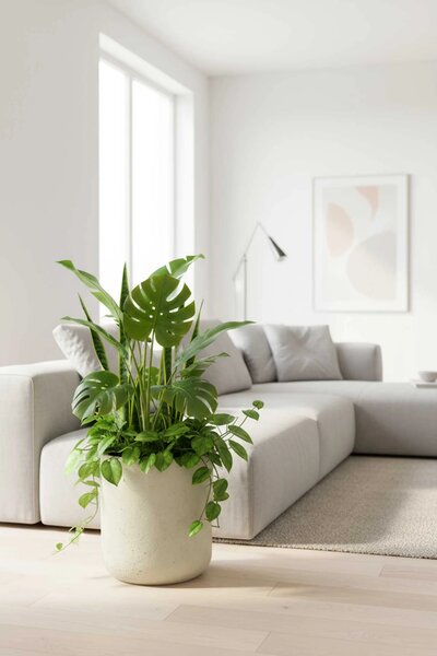 Okrúhly kvetináč CHICO, sklolaminát, priemer 45 x výška 50 cm, krémový