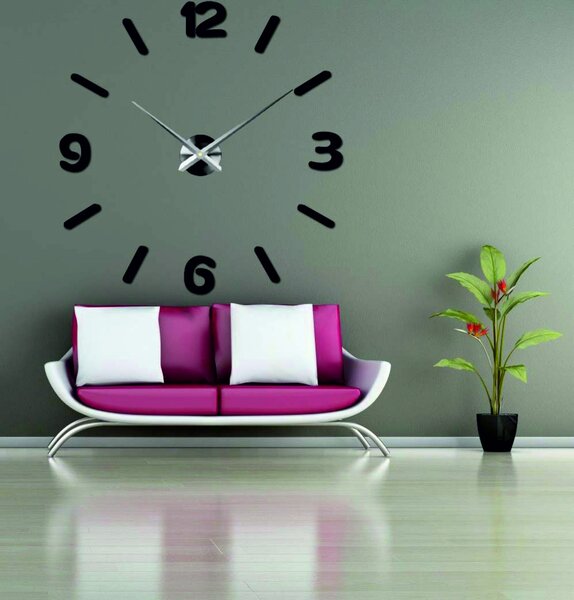Hodiny na stenu nalepovacie | CJUMBO: Zrkadlo SILVER Farba čierna RAL 9005 80 cm 3492-108478 12S026