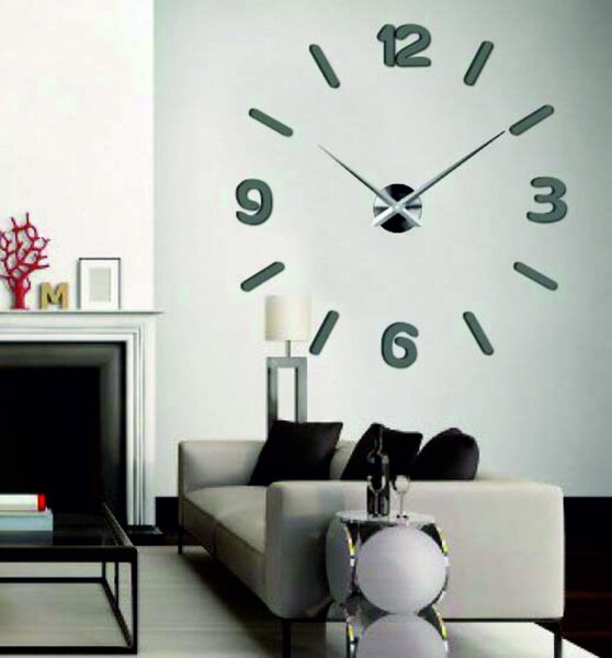 Hodiny na stenu nalepovacie | CJUMBO: Zrkadlo SILVER Farba čierna RAL 9005 80 cm 3492-108478 12S026