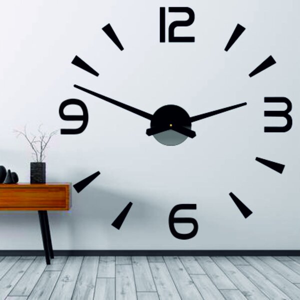 Nalepovacie hodiny na stenu - PINEA: Čierna Ral 9005 Farba čierna RAL 9005 80 cm 3496-23773 12S030-Wall clock HEU-