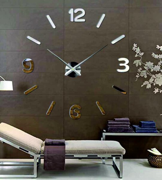Hodiny na stenu nalepovacie | CJUMBO: Zrkadlo SILVER Farba čierna RAL 9005 80 cm 3492-108478 12S026