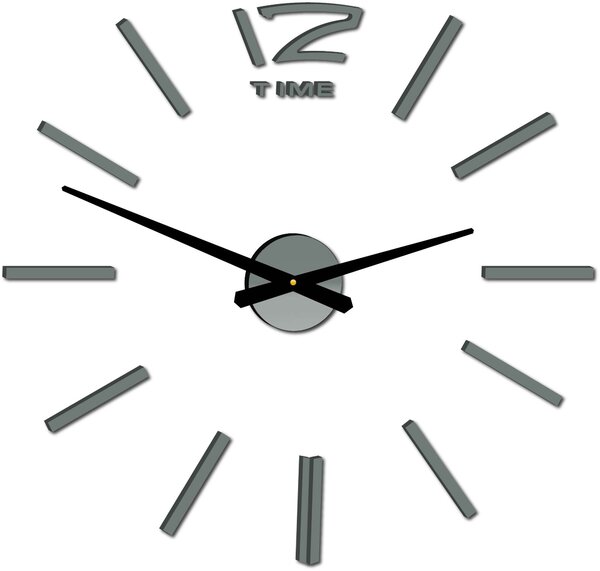 Veľké nástenné hodiny do obývačky - OMEGA: Zrkadlo SILVER Strieborné ručičky 80 cm 3504-111740 12P003