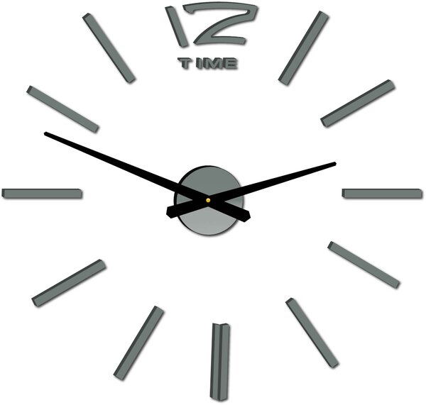 Veľké nástenné hodiny do obývačky - OMEGA: Zrkadlo SILVER Strieborné ručičky 80 cm 3504-111740 12P003