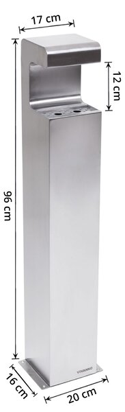 Stojaci popolník FUMIX, brúsený nerez, výška 96 cm, strieborný