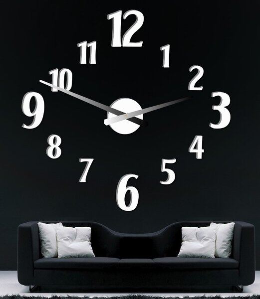 Nalepovacie nástenné hodiny | DAVOS: Čierna Ral 9005 Čierne ručičky 80 cm 3520-24761 12P024-Wall clock HEU-
