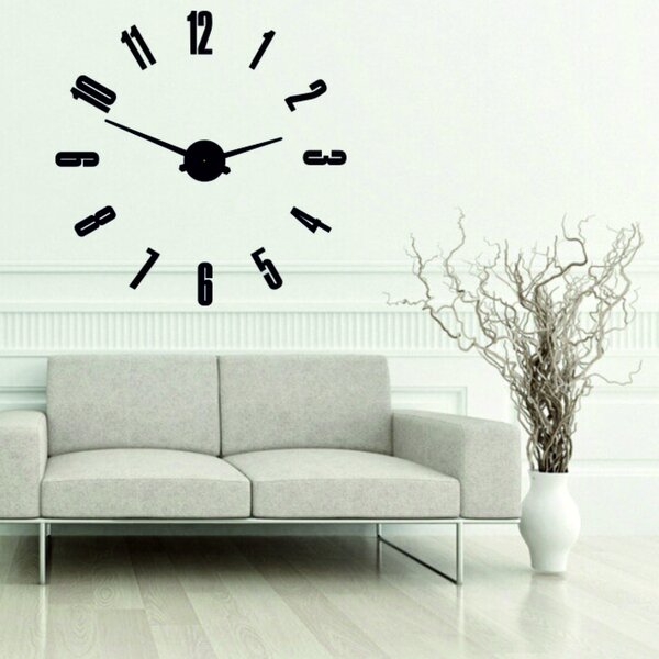 Moderné nástenné hodiny | ARABIC: Zrkadlo SILVER Farba čierna RAL 9005 80 cm 3506-111720 12P041