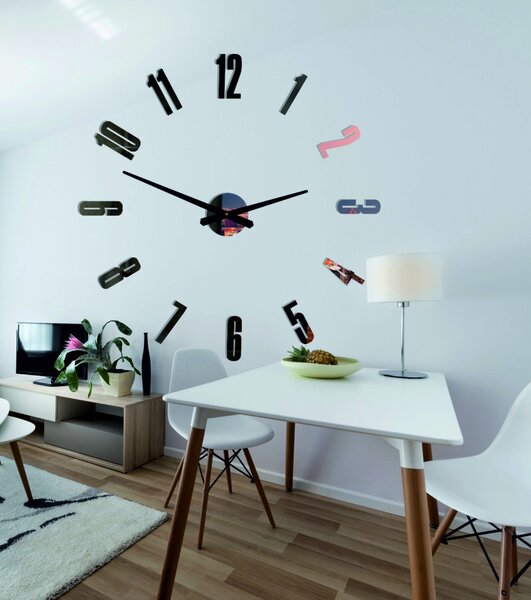 Moderné nástenné hodiny | ARABIC: Zrkadlo SILVER Farba čierna RAL 9005 80 cm 3506-111720 12P041