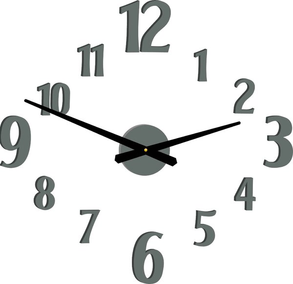 Nalepovacie nástenné hodiny | DAVOS: Čierna Ral 9005 Čierne ručičky 80 cm 3520-24761 12P024-Wall clock HEU-
