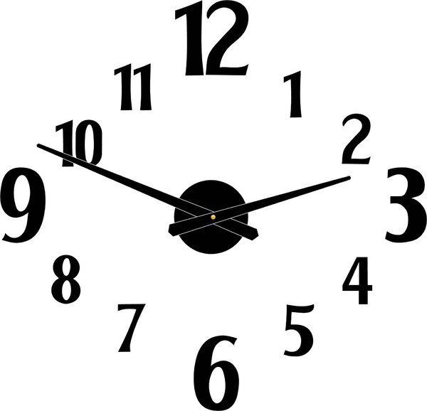 Nalepovacie nástenné hodiny | DAVOS: Čierna Ral 9005 Čierne ručičky 80 cm 3520-24761 12P024-Wall clock HEU-