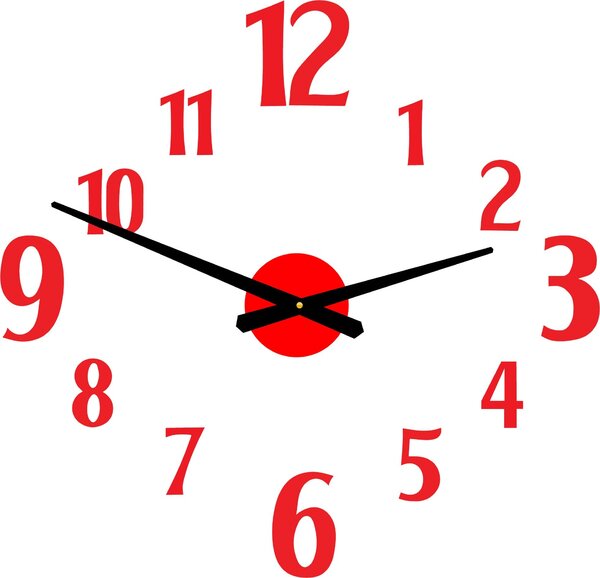 Nalepovacie nástenné hodiny | DAVOS: Čierna Ral 9005 Čierne ručičky 80 cm 3520-24761 12P024-Wall clock HEU-
