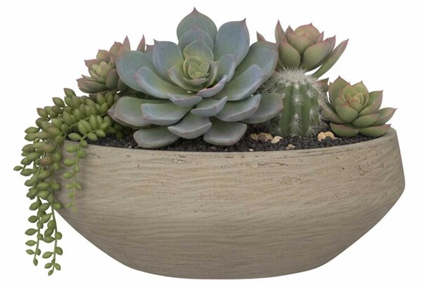 Dekoračná misa SKRELLE, vláknocement, 28x9 cm, béžová