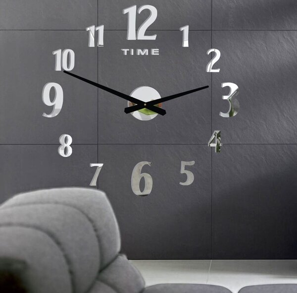 Nlepovacie hodiny na stenu - CARLOS 2D: Čierna Ral 9005 Čierne ručičky 80 cm 3556-25329 12P035-Wall clock