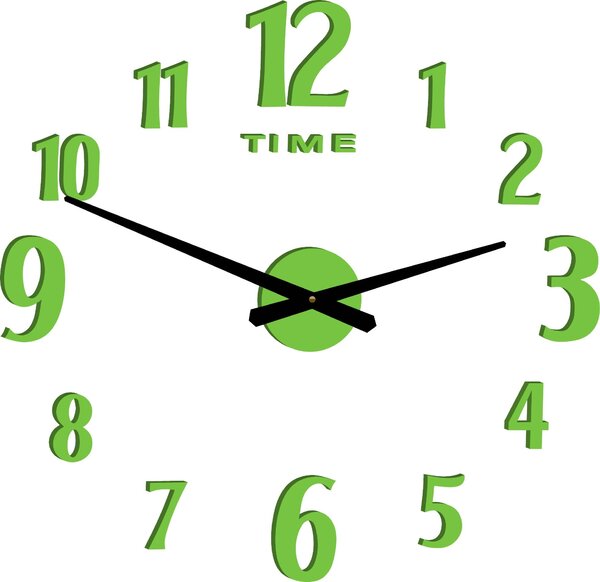 Nlepovacie hodiny na stenu - CARLOS 2D: Čierna Ral 9005 Čierne ručičky 80 cm 3556-25329 12P035-Wall clock