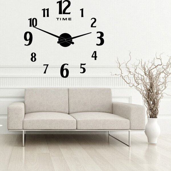 Nlepovacie hodiny na stenu - CARLOS 2D: Čierna Ral 9005 Čierne ručičky 80 cm 3556-25329 12P035-Wall clock